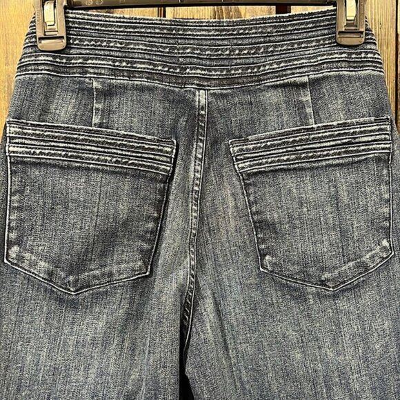 Frame Denim Jeans 27 Triple Binding Wide Leg Flare High Waist Naples Blue Double - Picture 11 of 12